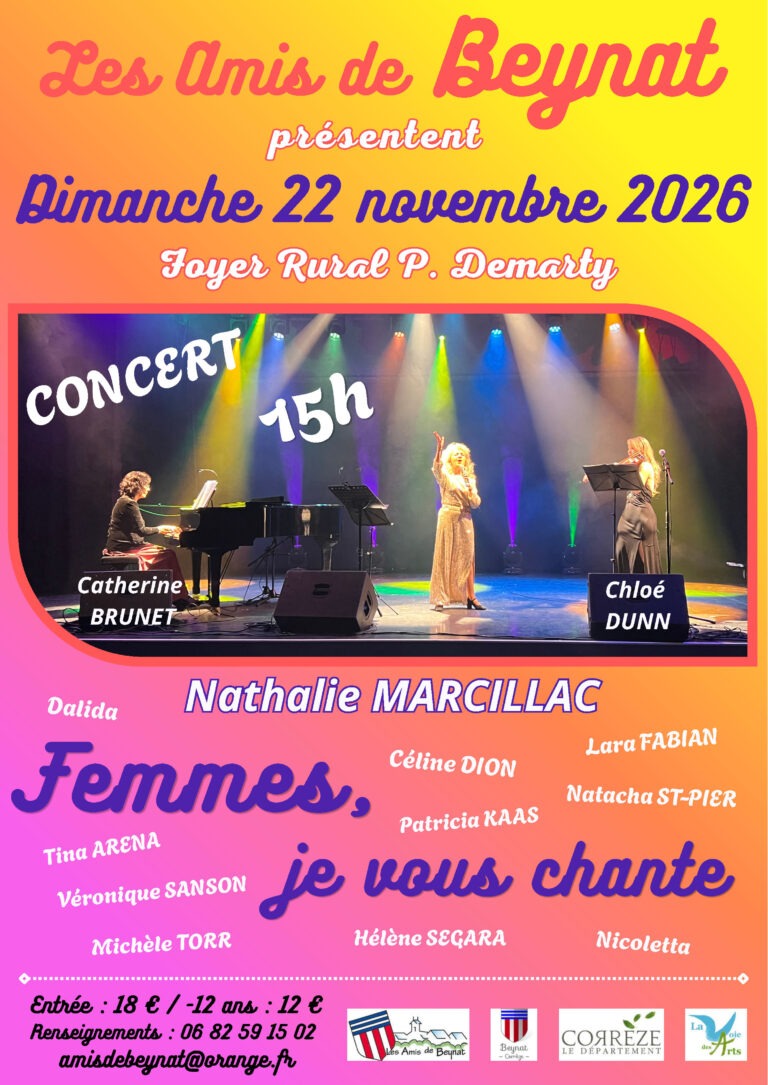 Affiche du concert Femmes, je vous chante à Beynat le 22.11.2026